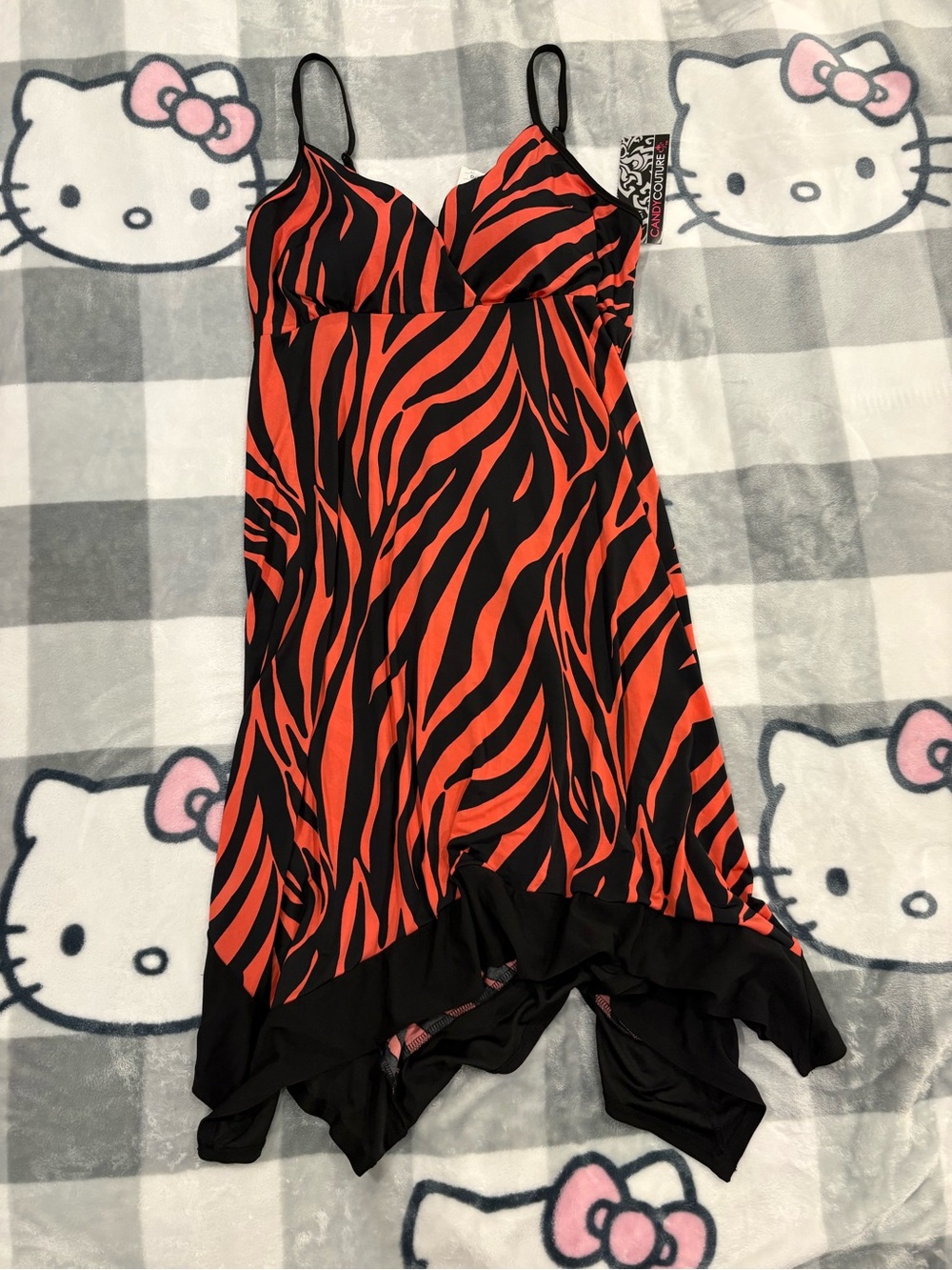 NWT Candy Couture Red & Black Zebra Print Handkerchief Dress